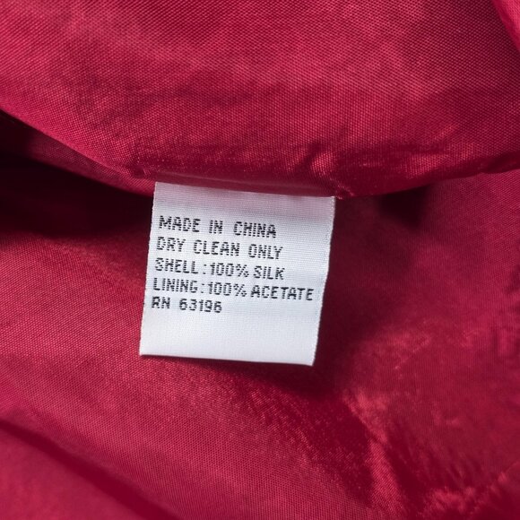 Talbots Dress Womens 12 P Red Silk Jacquard Floral A Line Midi Party Event Glam - Picture 15 of 15